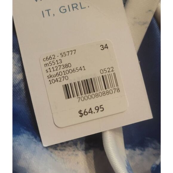 NWT Cacique Swim Top Womens 34 Plus Blue Tie Dye No Wire Bra Bikini - Picture 6 of 7